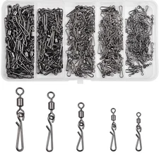 Fishing Swivels Snaps Fishing Quick Clips 60/200pcs Rolling Barrel Swivels With