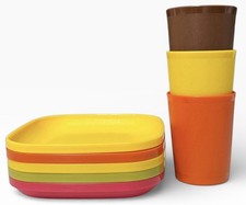 8 Tupper Toys Tupperware Plates Tumblers Vintage Harvest Colors  1502 1503