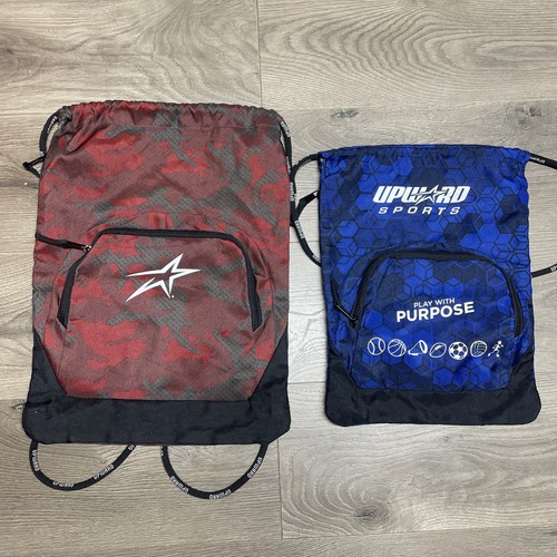 2-Upward Sports Cinch Sack Bag Backpack Media Zipper Play With Purpose