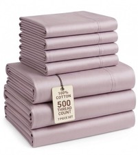 Casa Platino King Bed Sheets 6 Piece 100 Cotton Set 500 Thread Count Sateen