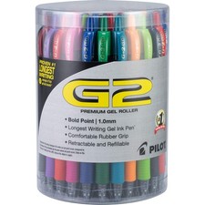 G2 Gel Roller Pens, Bold Point 1 mm, Tub of 36, Assorted Colors