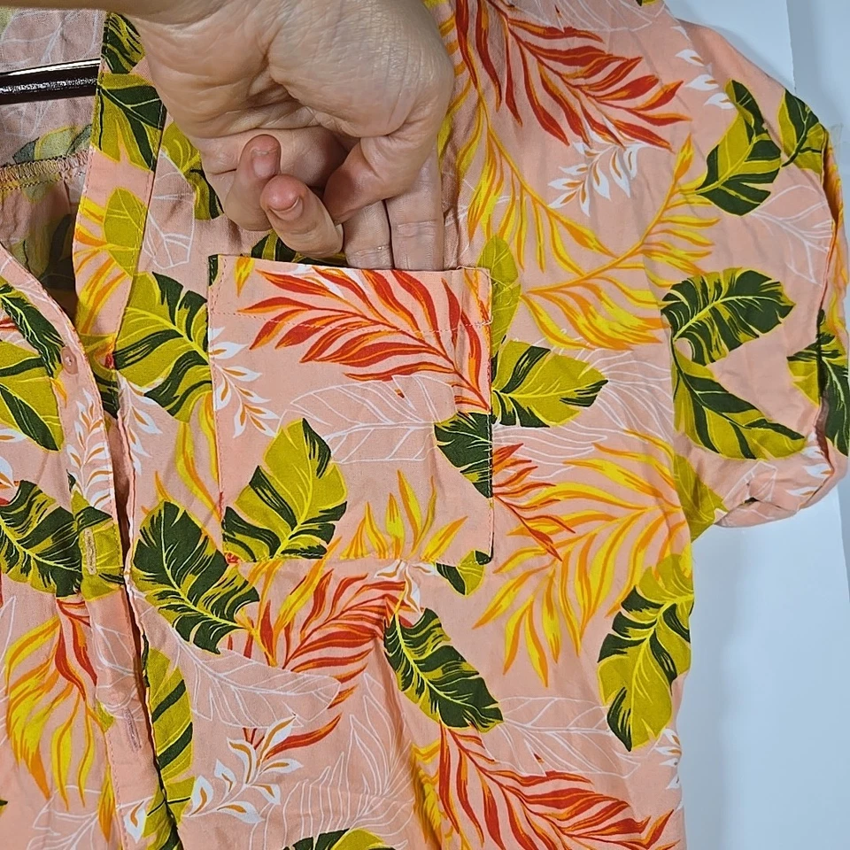Camisa de Playa Rosa Hawaiana Floral Juvenil Manga Corta Talla S Verano Playa 100% Rayón Foto 3 de 4