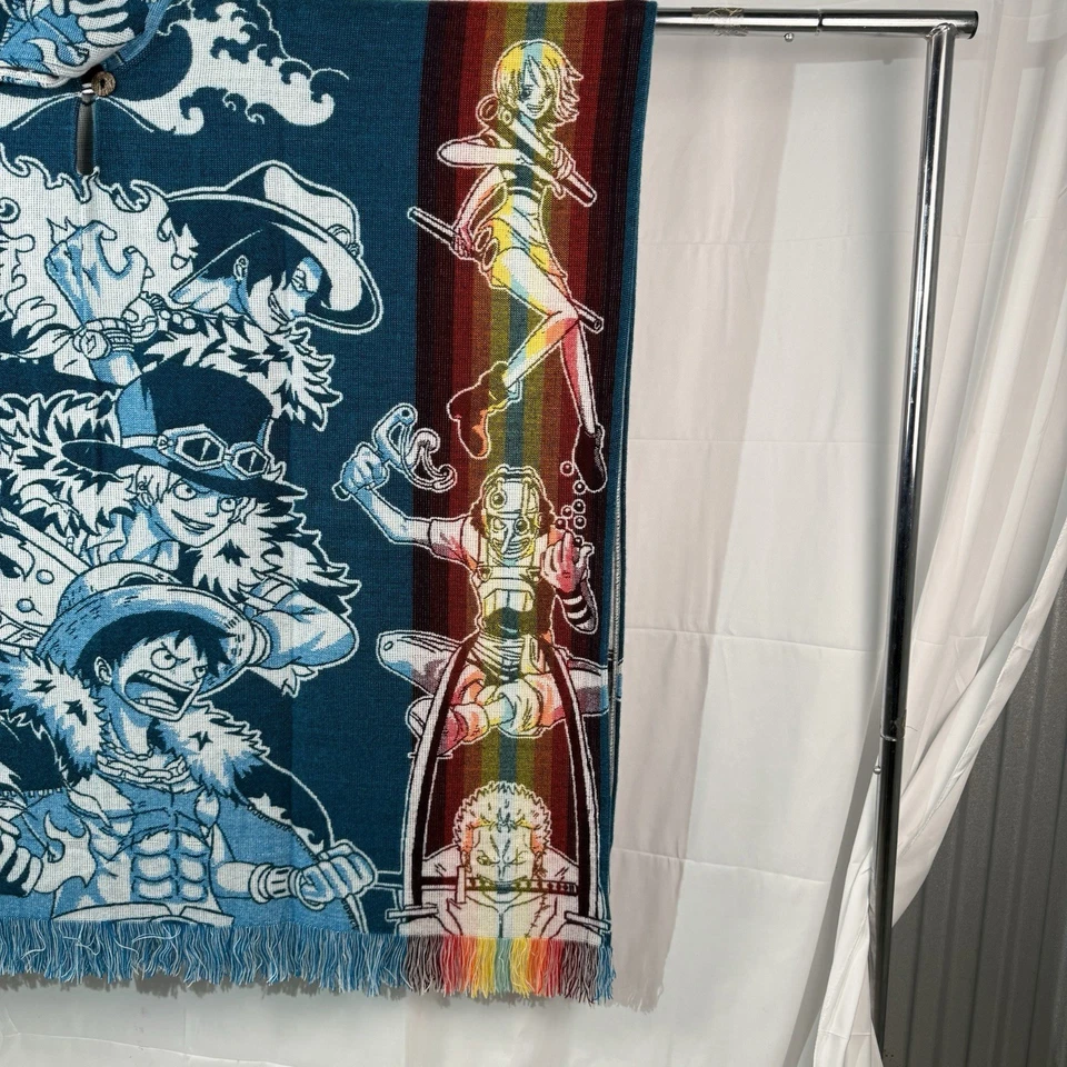 Poncho Anime Dragon One Piece Luffy Adulto Unisex Cálido Otoño/Invierno Estilo Mexicano Foto 4 de 4