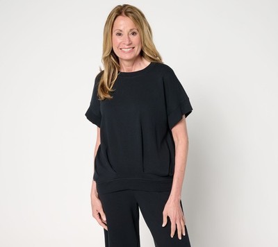 Wacoal Women's Top Sz M Carla Rockmore Collection The Short Sleeve Black A697814