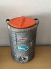 Vintage Gott 5 Gallon Galvanized Water Cooler Jug Orange Lid Polyethylene Lined — photo 2