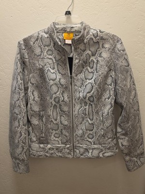 Ruby Rd. Faux Black White Python Snake Skin Jacket Blazer Moto Size 6