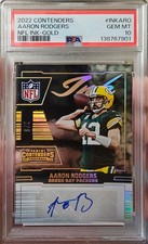 2022 Panini Contenders Aaron Rodgers Autograph #INKARO Gold NFL Ink /5 - PSA 10