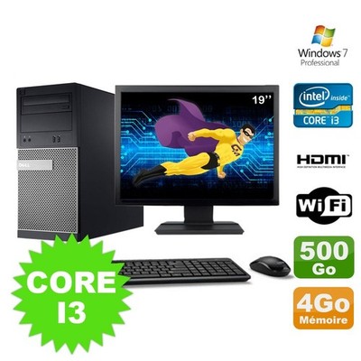 Lot PC Tour DELL 3010 MT I3-2120 Brenner 4Go 500Go HDMI Wifi W7 + Bildschirm 19''