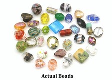35 pc 18-26mm Glass Medium - Large Beads Assorted Mix Unique Bulk Loose Lot
