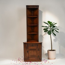Old Charm Tall Corner Unit with Cupboard and Shelves Carvings FREE UK Delivery