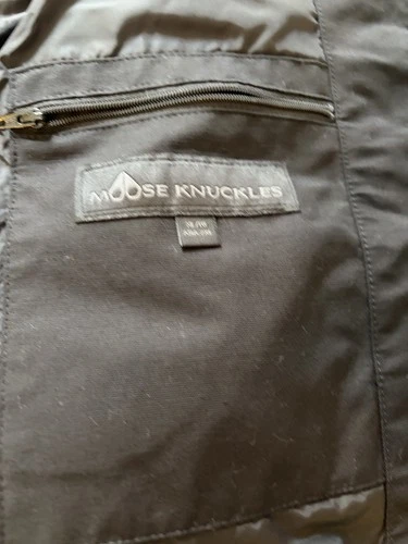 Moose Knuckles Men's Black Down Puffer Jacket Fur Trim Hood Zip Insulated L image 3