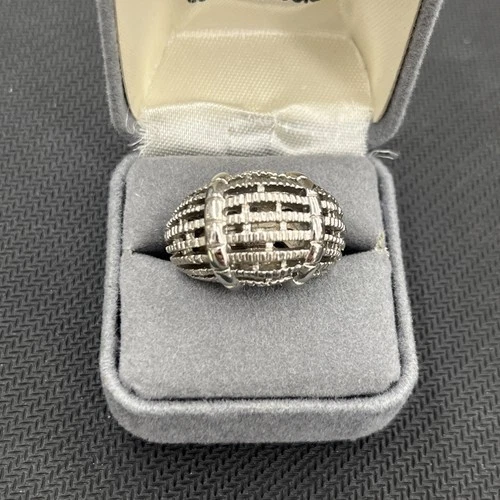 Striped Ring Art Deco Vintage NOS Silver Ring