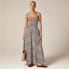 J Crew Smocked maxi dress in leopard print Medium