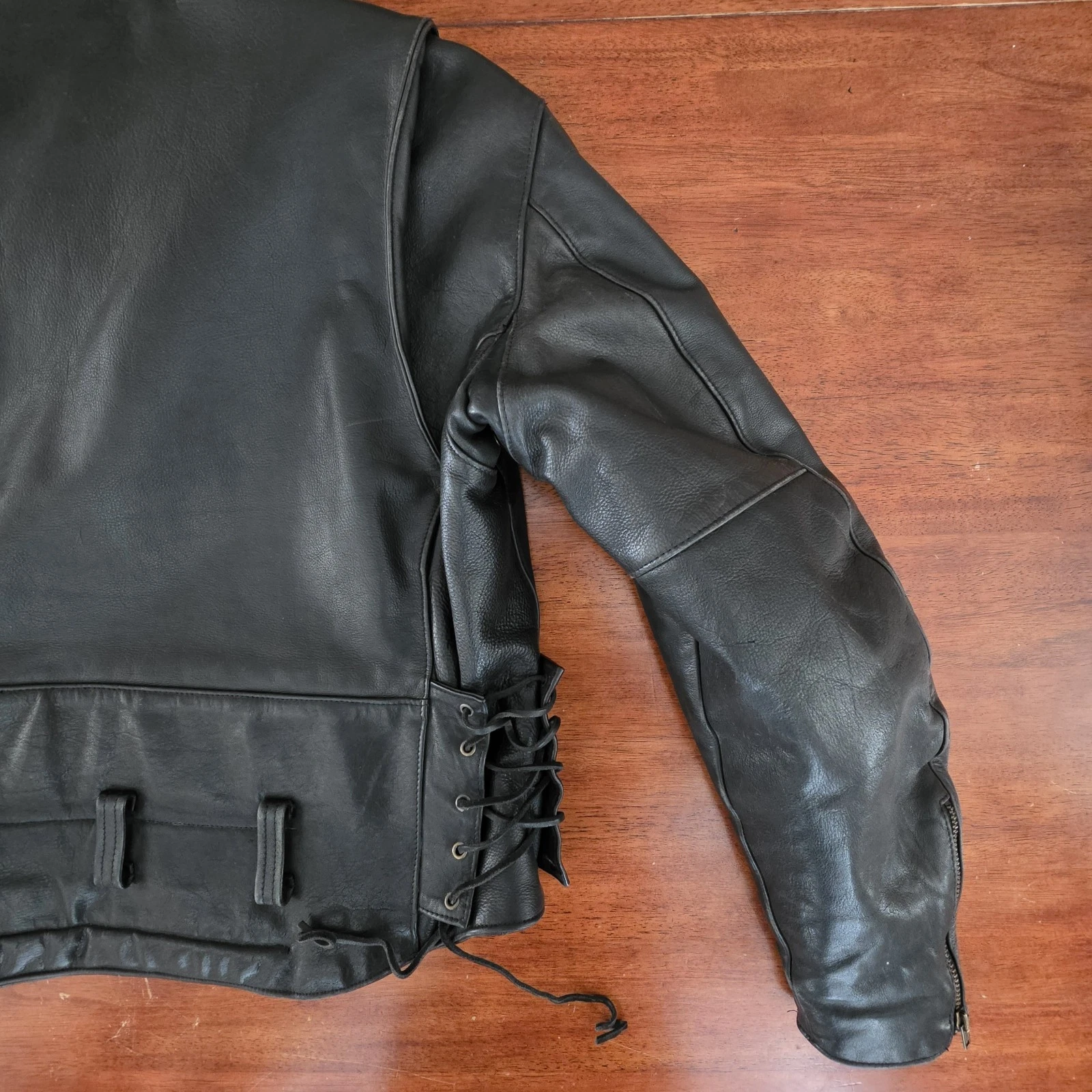 Vtg Custom Chrome Gear Large Leather Motorcycle Jacket Made In USA Talon Zippers - product detail image 15