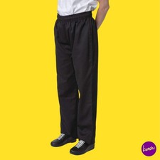 NISBETS ESSENTIALS Men's Chef Trousers, Polycotton, Black, XL