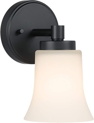 Wall Sconce, 1 Light Black Glass Vanity Wall Light for Bathroom & Hallway