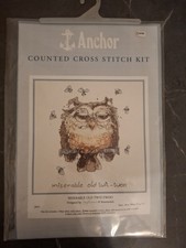 Vintage Anchor Cross Stitch Kit, Grumpy Owl, Twit-Twoo, JR04, Complete Kit