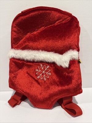  2011 Retired BABW Red Holiday Bear Carrier11.5'' Flax Fur Trim/Snowflake Tags