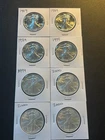 American $1 Silver Eagle 1oz .999 Lot (8) Uncirculated Coins 1989 -2000 nice mix