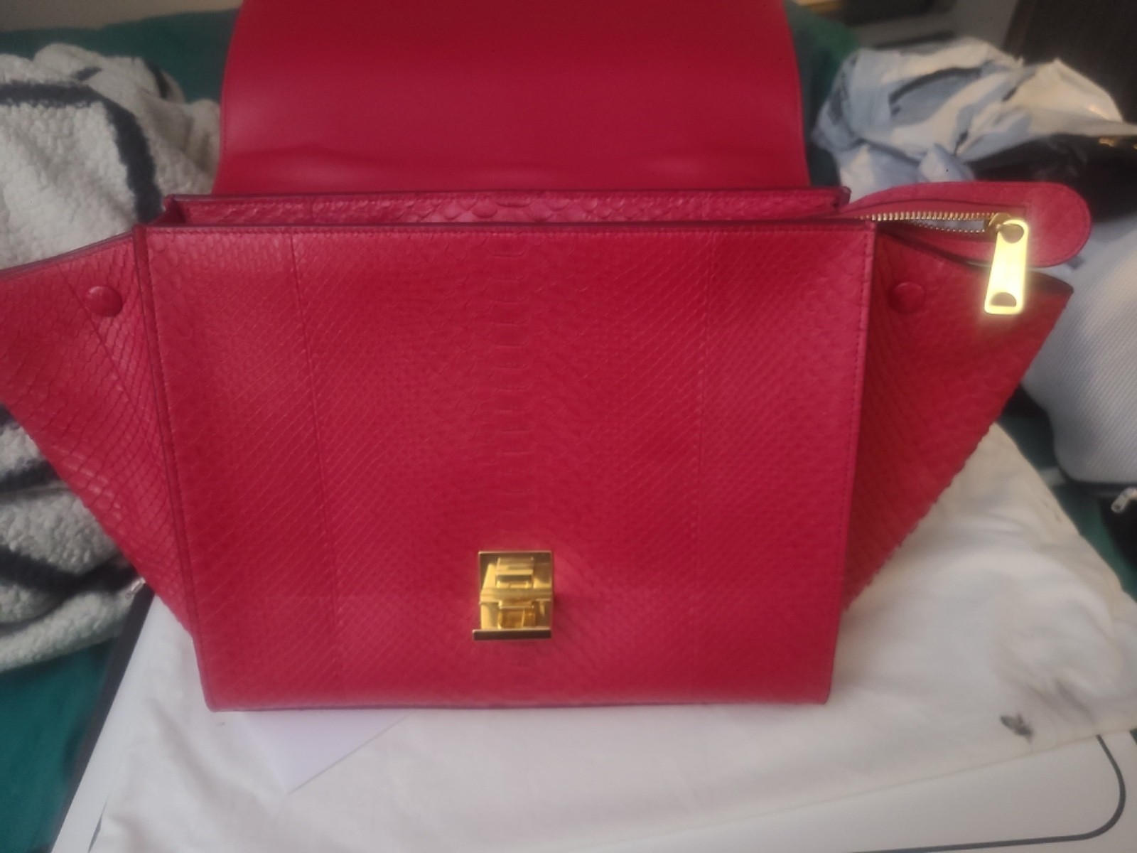 CELINE TRAPEZE PYTHON LEATHER HADBAG AUTHENTIC / … - image 13