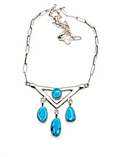 Sterling Kingman Turquoise Paperclip Chain Necklace Navajo Parkhurst