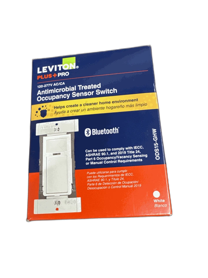 Leviton 120/277V sensor de ocupação pólo único interruptor de parede PIR infravermelho branco - Imagem 2 de 2