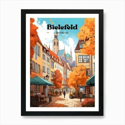Bielefeld Deutschland Straßenansicht Moder Gerahmtes Wandbild Poster Leinwanddruck Bild