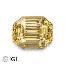 IGI Certified CEYLON Yellow Sapphire 5.07 Ct. Natural Unheated OCTAGON Eye-Clean