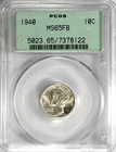 1940 Mercury Dime PCGS MS65 FB #GA6-22 "Old Green Holder"