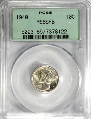 1940 Mercury Dime PCGS MS65 FB #GA6-22 "Old Green Holder"