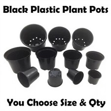 Black Plastic Plant Pots 1–20L Strong Large Garden Flower Pots