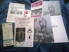 WEST HAM UTD v  ASTON VILLA - 2/2/2016  + TICKET + CARD + MENU + FAREWELL BOLEYN