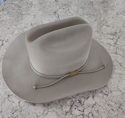 STETSON 4X Beaver Cowboy Hat Size 7 1/8 Crystal w/Braided Leather