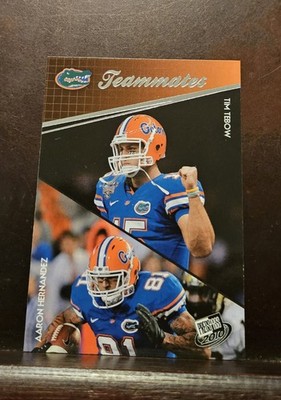 2010 Press Pass - Teammates Tim Tebow, Aaron Hernandez #94 (RC) Florida Gators 