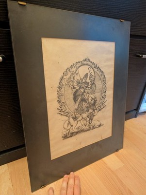 Indischer/Tibetianischer Mythologie Druck Durga Motiv inkl. Rahmen Spirituell