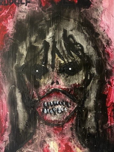 “Zombie Girl” original horror art watercolour & gouache paint on frame canvas - Picture 1 of 3