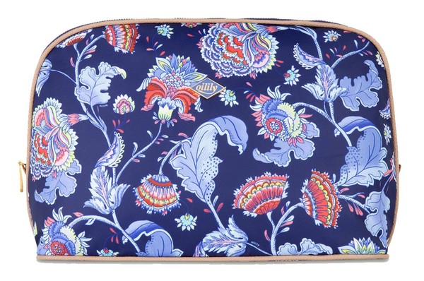 Oilily Chelsey Cosmetic Bag Kulturbeutel Blue Print Blau Koralle Neu-image
