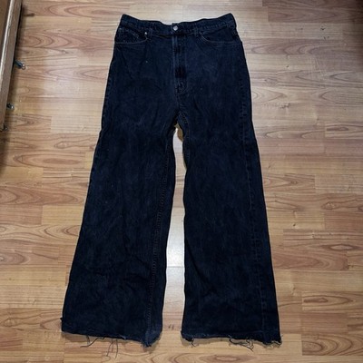 Black Wide Leg Jeans Cropped Avant Garde Grunge 32x30