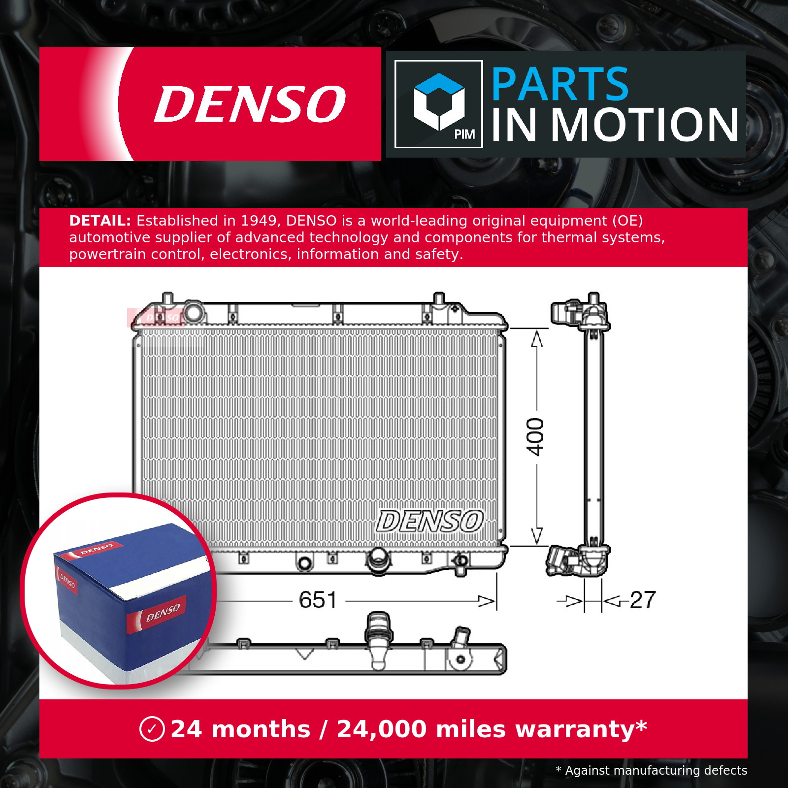 Radiator fits HONDA CR-V Mk2 RD9 2.2D 05 to 06 N22A2 Denso 19010RMAE01 Quality