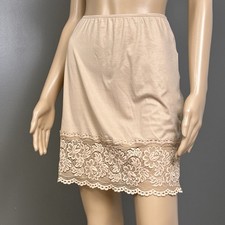 Vanity Fair Half Slip Skirt Size Small Beige Wide Lace 11047 Mini Short Stretch