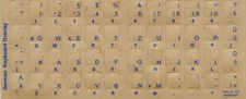 Transparent German Keyboard Stickers Blue Letters