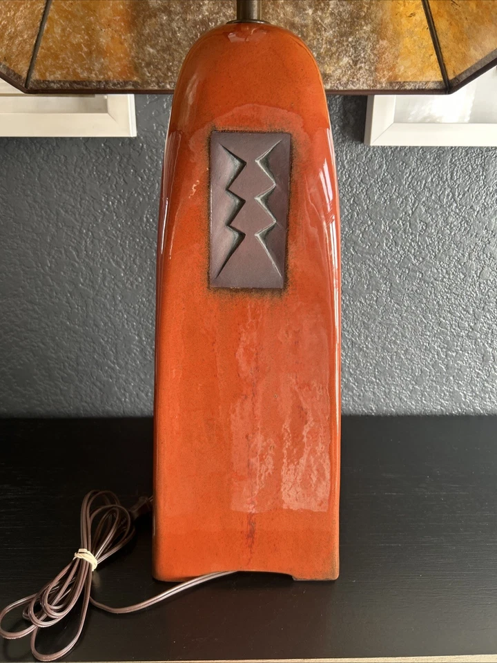 Beautiful Russet Lamp With Mica Shade 30” H Free Shipping - Image 4 of 4