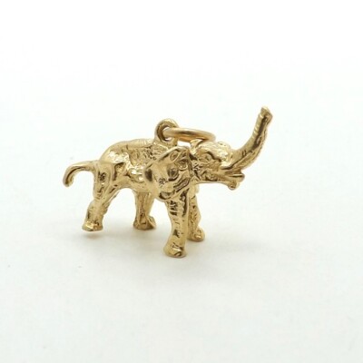 14k Gold Elefant Rüssel Up Glücksbringer Anhänger 4gr Neu