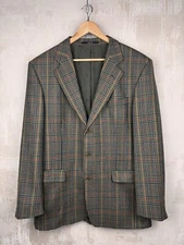 Daks London Check Multicolor Tweed Wool Size 42L