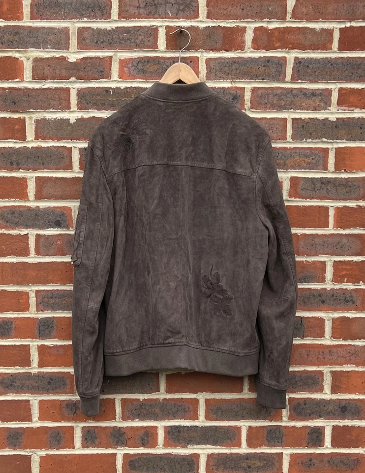 All Saints Mens MURDOCK Floral Suede Bomber Jacket Biker XL Extra Large A440 - Image 3 of 4