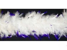 NEW WHITE WITH PURPLE TIPS FEATHER BOA 80" LONG NEW IN PACKAGE