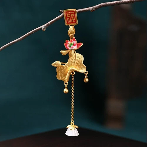 Antiker Stil Anhänger Brosche Taille Jade Ornamente chinesische Hanfu hängende Quaste - Bild 20 von 24