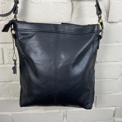 Jones Bootmakers Black Leather Handbag Shoulder Bag Medium Zip Closure Patterned - Picture 9 of 12