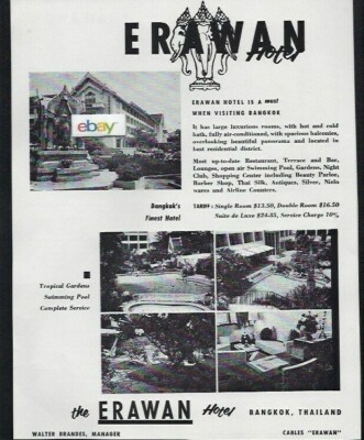 ERAWAN HOTEL BANGKOK THAILAND A MUST WHEN VISITING BANGKOK 1962 TROPICAL POOL AD