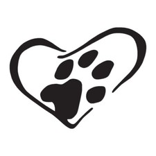 Dog Paw Print Heart Love - Decal Sticker - Multiple Color Sizes - ebn1138